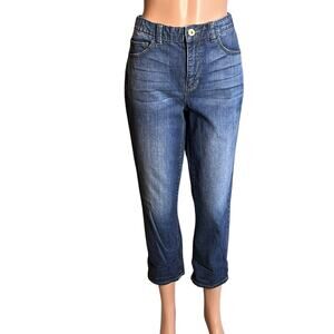 Calvin Klein Shape Cropped Stretch Jeans | Mid Rise Blue Denim
